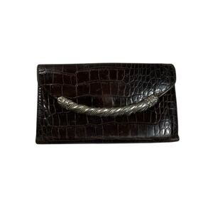 Y2K Brighton Croco Embossed Leather Snap Wallet